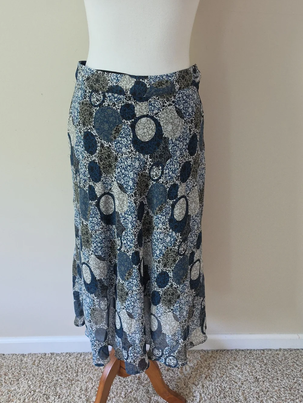 Papaya Blue Patterned A-Line  Skirt